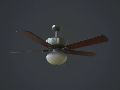 Wooden Ceiling Fan Low-poly 3D model