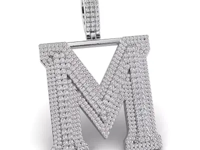 Alphabet Latter M Diamond Pendent 3D print model