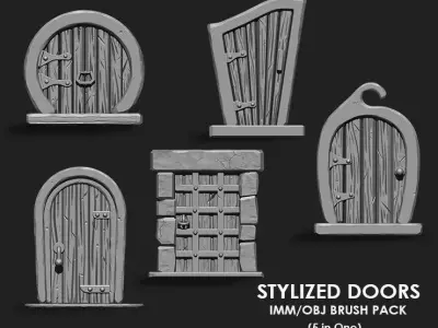 Stylized Doors IMM Brush Pack 5 in One 3D model