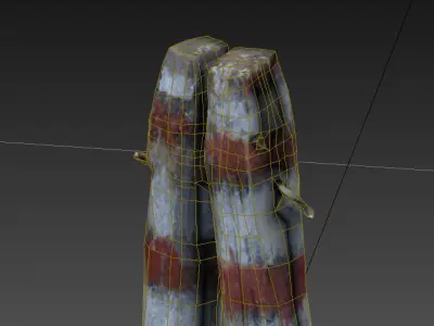 Wooden pillars Low-poly 3D model