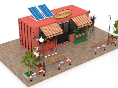 Container Flower Store Low-poly 3D model