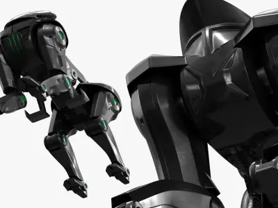  Sci-Fi Bio-Mechanical Transport Unit White Black Rigged for Maya 
