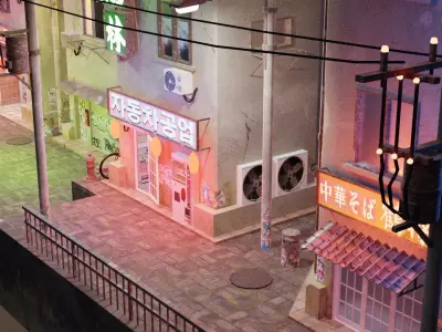 Cyberpunk Buildings Pack And Scene Low-poly 3D model