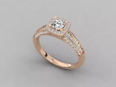 Women Light Weight Solitare Diamond Wedding Ring   1 3D print model