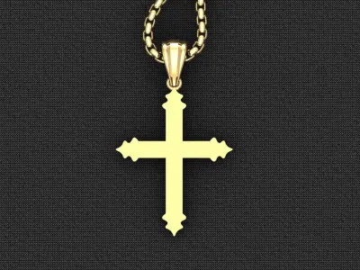 High Cross Pendant Light Gold 18K 3CP066 3D model