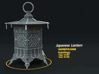 Japanese Lantern  Low-poly 3D model