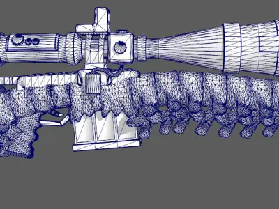 Personalized one eyed horror sniper rifle Low-poly 3D model