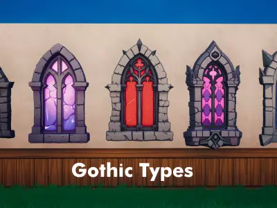 61 Stylized Windows - Stylized RPG Fantasy Prop Pack Low-poly 3D model