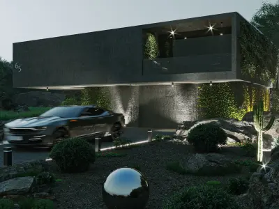 Exterior Scene 3d Model with Landscape 3D model