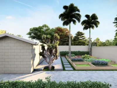 3D Exterior Scene 3D model design garden and landscape  3D model
