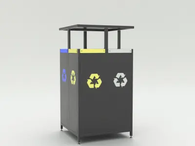 Metal Street Trash Bin 4K PBR Game Ready UV Unwrapped vol 09 Low-poly 3D model