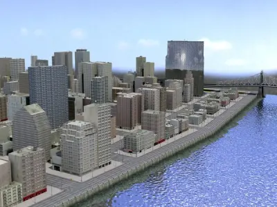 Abstract New York City Cityscape Low-poly 3D model