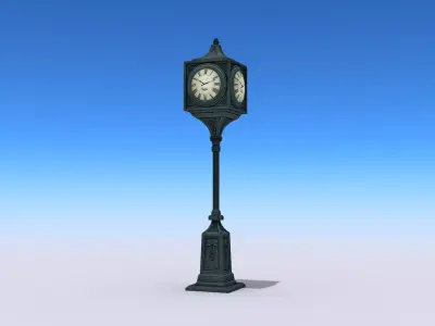 Street Clock Low-poly 3D model