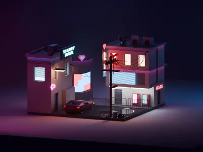 Cyberpunk House City  Free 3D model