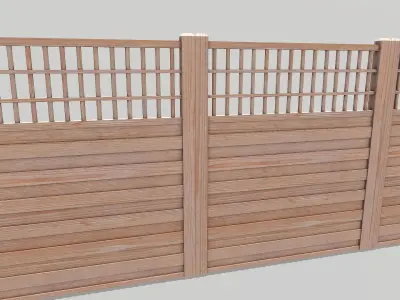 Modular Wooden Fence 5 Low-poly 3D model