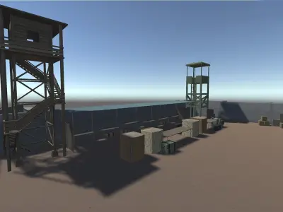 Low Poly Army Camp Low-poly 3D model