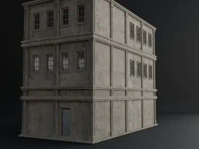 OLD RETRO CLASSICAL BUILDING 1 Low-poly 3D model