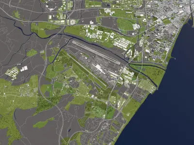 Malaga 50x50km 3D City Map 3D model