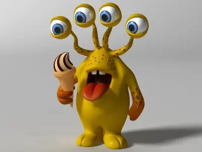 Cartoon Yellow Monster Rigged Low-poly 3D model