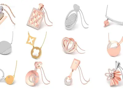 67 Cocktail Diamond Pendant Collection 3dm stl renders 3D Model 3D print model