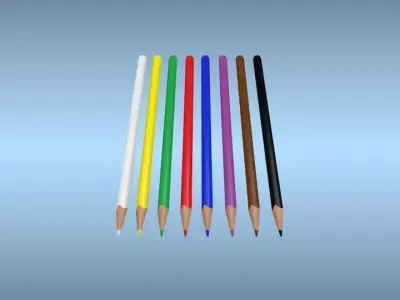 Set of multi-colored pencils Free low-poly 3D model