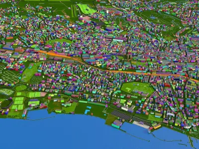 Lausanne City Switzerland September 2020 Low-poly 3D model