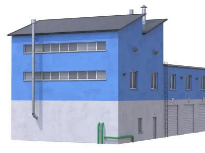 Industrial Building 15 Blue Low-poly 3D model