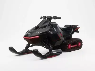 Stylized Cyberpunk Stealth Snowmobile 3D Model Low-poly 3D model