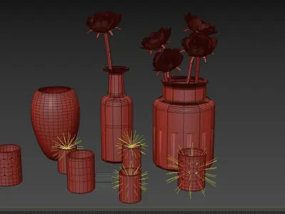 flowers decor set 3D model