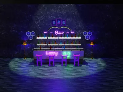 Bar 3D Model with neon lights 3D model