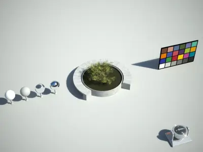 Stone Bench with flowerbed Low-poly 3D model