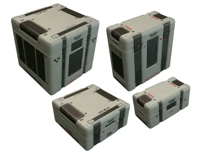 Sci Fi Boxes Low-poly 3D model