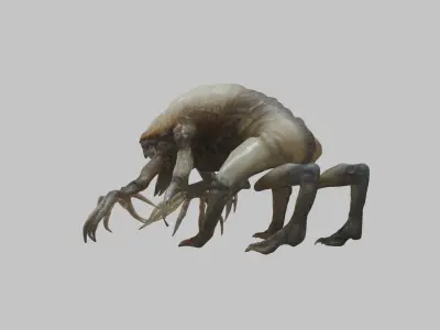 inspiring Hr Giger Facehugger Monster Creature Low-poly 3D model