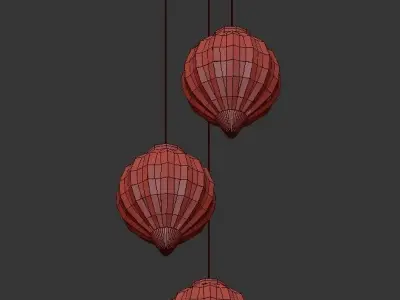 PALANTIR 3 three light pendant with clear glass balls hanging... 3D model