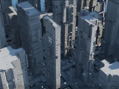 Sci-Fi Cyberpunk Futuristic City Skyscraper Building Cityscape  3D model