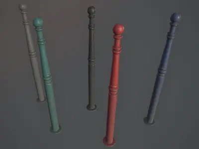 Barrier Bollard Pack 1 v2 Five Color Options Low-poly 3D model