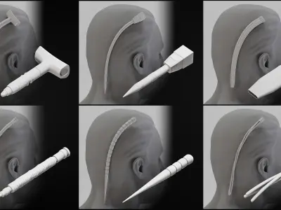 20 Brush Sci-fi Hair 3D model