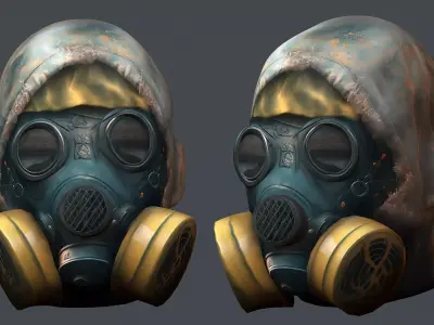 Gas mask helmet 3d model military combat fantasy cyborg Low-poly 3D model