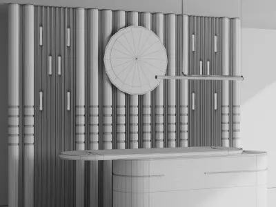 Reception Desk and Wall decor - office furniture 12 Low-poly 3D model