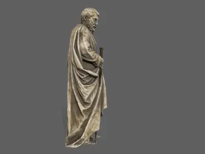 Old Man Statue Low-poly 3D model 13