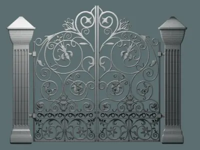 Reja exterior de hierro forjado 3D model