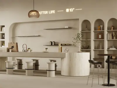 Modern coffee bar interior design 3d model 3D model