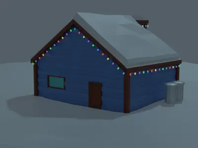 Christmas Suburb Game Ready Houses Low-poly 3D model