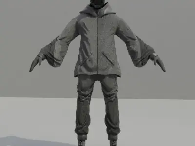 Cyberpunk Character - Scifi streetwear Low-poly 3D model