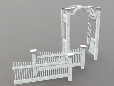 Arbor with Fence Low-poly 3D model