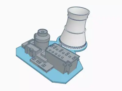 AP1000 with cooling tower 3D print model