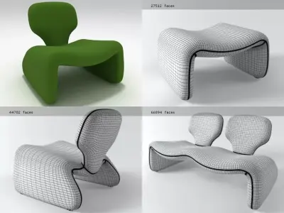 Djinn collection different chairs 3D model