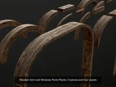 Old Wooden planks arches and beams  30 items 3D Model Pack