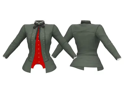 Mid Century Steampunk Gown Full Outfit Low-poly 3D model