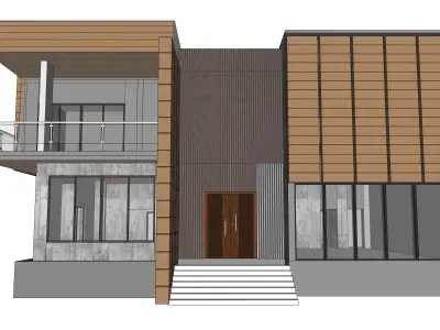 Modern Bungalow Set of 6 Facade Design Low-poly 3D model